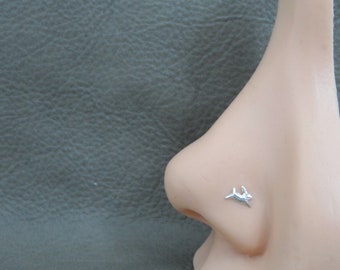 Kleiner Hasen Nasenstecker in Sterling Silber, Hasen Nasenstecker, Kaninchen Nasenstecker Silber, Mehrere Piercings, Kleiner Nasenstecker, Körperschmuck