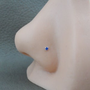 Tiny Blue Sapphire Sterling Silver Nose Stud, Silver Nose Stud, Nose Ring, Nose Stud, Tiny Nose Stud, Tiny Silver Nose Ring, 1.5mm Nose Stud