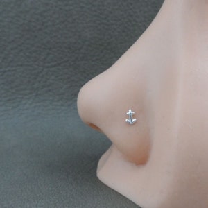 Tiny Anchor Nose Stud in Sterling Silver, Tiny Anchor Stud, Anchor Nose Stud, Sailor Jewelry, Tiny Nose Stud, Body Piercing, Helix Stud