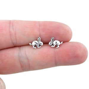 Bunny Rabbit Earrings in Sterling Silver, Rabbit Earrings, Bunny Earrings, Animal Jewelry, Animal Earrings, Bunny Jewelry,Gift for Her