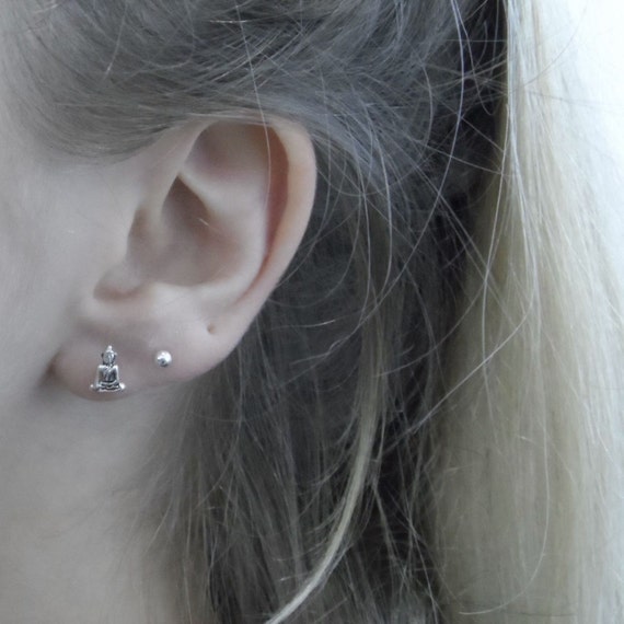 Buddha Sterling Silver Studs Buddha Earrings Buddha Head Earring