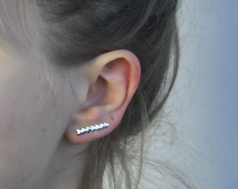 SALE! Arrow Ear Climber in Sterling Silver, Triangle Silver Ear Climbers, Silver Ear Crawler, Ear Pin, Modern Earrings, Minimalist Earrings