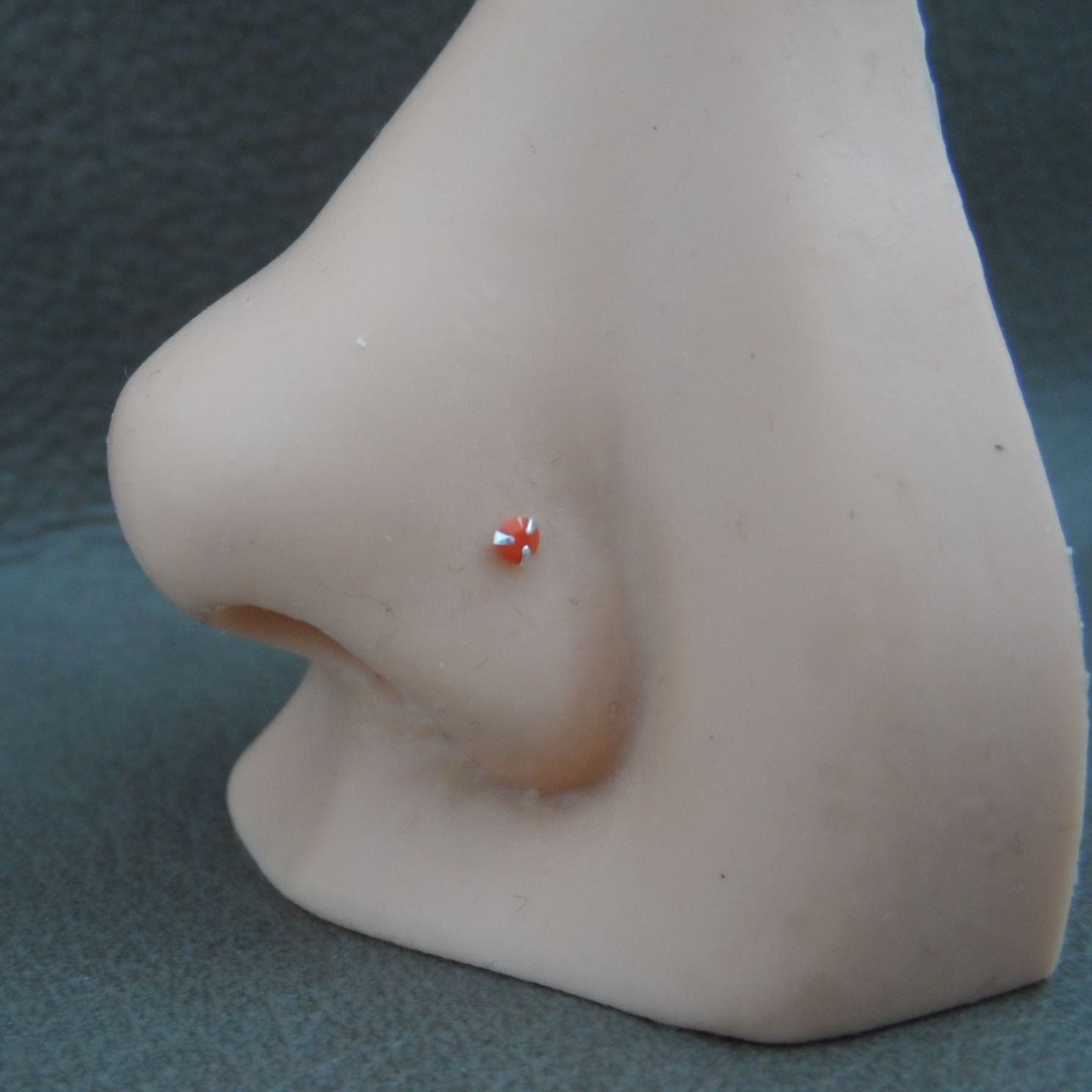 Buy Tiny Red Coral Nose Stud in Sterling Silver Tiny Coral Stud