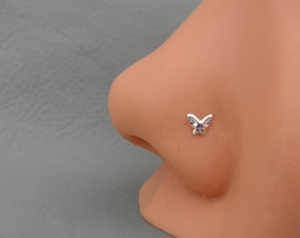 Butterfly Nose Ring 18 Gauge Body Jewelry Tiny Butterfly Nose Stud