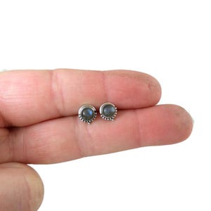 Labradorite  Earrings in Sterling Silver, Labradorite Earrings, Gift For Her, Minimalist Earrings, Labradorite Jewelry,Gemstone Studs
