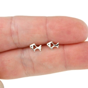 Tiny Fish Earrings in Sterling Silver, Fish Studs, Kids Earrings, Tiny Fish Studs, Baby Fish, Fish Earrings, Ocean Earrings