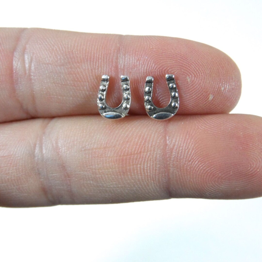 Horseshoe Sterling Silver Earrings, Horseshoe Earrings, Kids
