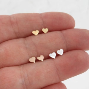 Tiny Heart Earrings in Sterling Silver, Heart Earrings, Dainty Studs, Heart Studs, Minimalist Earring, Dainty Earrings, Girls Earrings