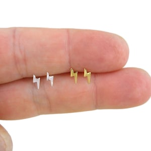 Tiny Lightning Bolt Silver Stud Earrings, Lightning Bolt Earrings, Tiny Studs, Cartilage Studs, Multiple Piercings, Tiny Earrings, 925 studs