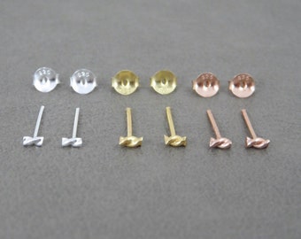 Tiny Twist Bar Stud Earrings in Sterling Silver, Bar Earrings, Tiny Bar Earrings, Tiny Silver Earrings, Cartilage Studs, Minimalist Earring