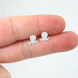 Octopus Earrings in Sterling Silver, Octopus Studs, Ocean Earrings, Beach Studs, Animal Earrings, Tiny Silver Earrings, Girls Earrings