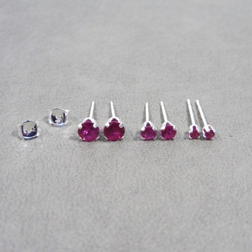 Tiny Ruby Earrings. Natural Ruby Sterling Silver Stud Etsy UK