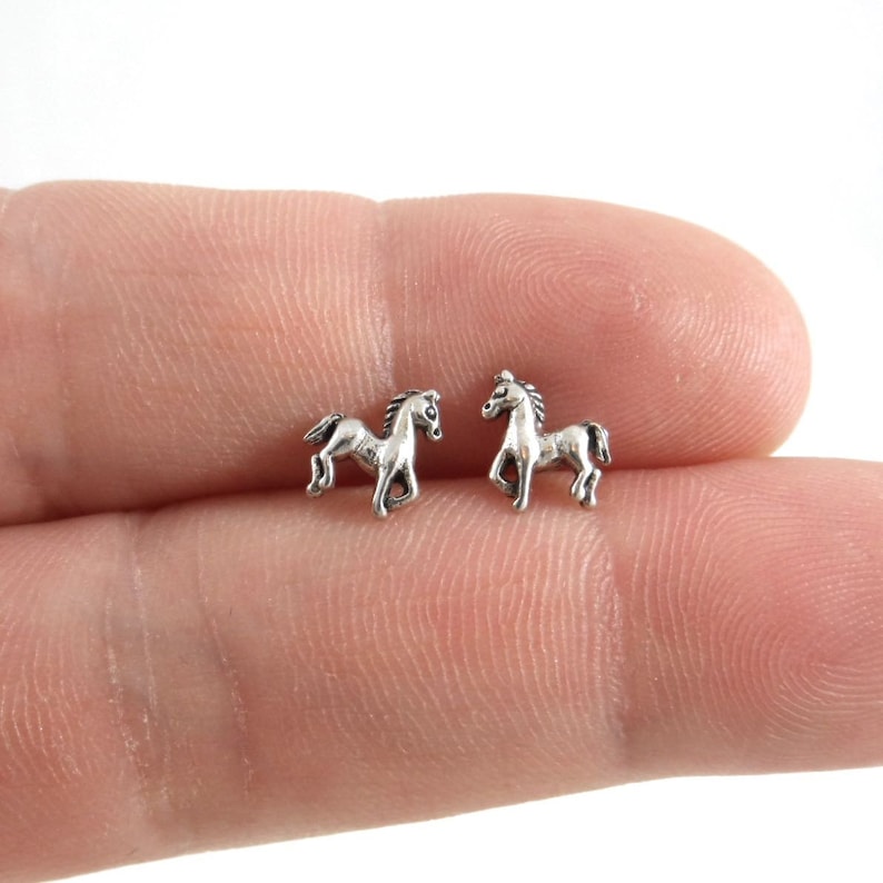 Horse Earrings in Sterling Silver Horse Studs Kids Earrings Etsy