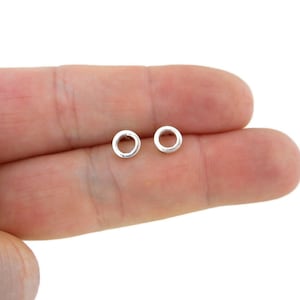 Circle Earrings in Sterling Silver, Open Circle Earrings, Sterling Silver Earrings, Minimalist Earrings, Tiny Silver Studs, Dainty Earrings