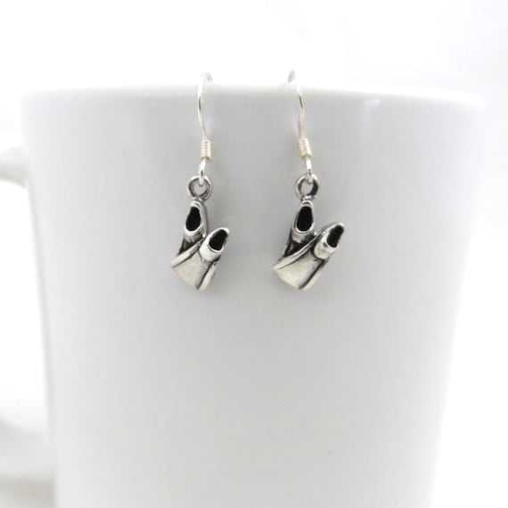 Diving Fin Earrings in Sterling Silver Scuba Earrings Diving Etsy