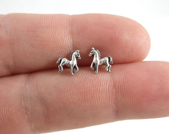 Horse Earrings in Sterling Silver, Horse Studs, Kids Earrings, Tiny Studs, Animal Earrings,  Colt Earrings, Cowgirl Earrings, 925 studs