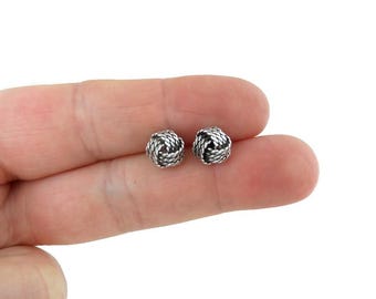 Large Knot Stud Earrings in Sterling Silver, Knot Earrings, Silver Knot Studs, 8mm Studs, Dainty Earrings,Minimalist Earrings,Silver Earring