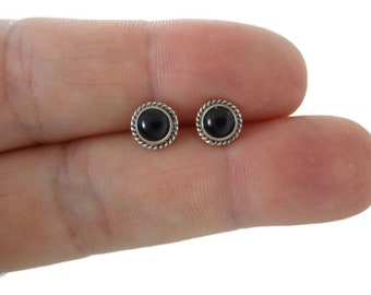 Black Onyx Earrings in Sterling Silver, Onyx Stud Earrings, Onyx Earrings, Sterling Silver Black Earrings, Minimalist Studs, Boho Earrings