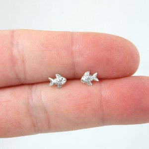 Tiny Fish Earrings in Sterling Silver, Fish Studs, Kids Earrings, Tiny Fish Studs, Baby Fish, Fish Earrings, Ocean Earrings