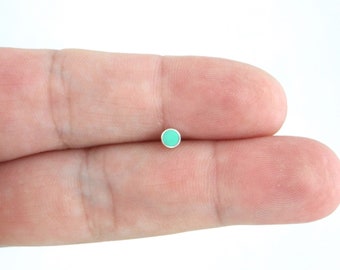 SINGLE Tiny Turquoise Green Earrings in Sterling Silver, Turquoise Earring, Tiny Stud, Single Earring, Turquoise Stud, Tiny Earrings