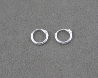 8mm Hoop Sterling Silver Earrings, Tiny Hoop Earrings, Upper Hoop Earrings, Sterling Silver Hoops, Cartilage Silver Hoop