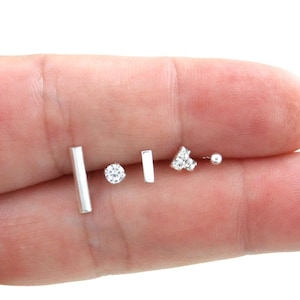 Einzelne 5 Ohrstecker in Sterling Silber, kleine Ohrringe, übereinstimmende Ohrringe, Bar Ohrringe, Bar Ohrstecker, Sterling Silber Ohrstecker, mehrere Piercing