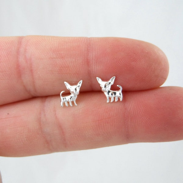 Chihuahua Dog Sterling Silver Earrings,Dachshund Earrings, Dog Earrings, Tiny Studs, Puppy Dog Earrings, Kids Earrings, Dainty Earrings