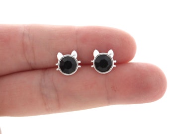 Cat Stud Earrings, Sterling Silver Cat Earrings, Tiny Stud Earrings, Kids Earrings, Animal Studs, Kitty Earrings, Dainty Earrings