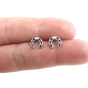 Horseshoe Stud Earrings in Sterling Silver, Horseshoe Studs, Good Luck Charm, Kids Earrings, Tiny Studs, Horse Earrings, Dainty Earrings
