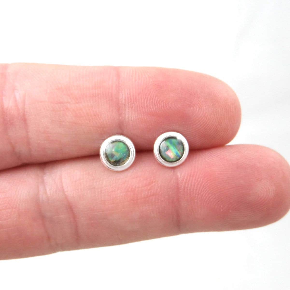 Abalone Earrings in Sterling Silver Abalone Stud Earrings Etsy