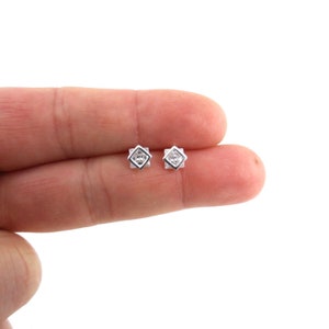 Crystal Stud Earrings in Sterling Silver, Crystal Earrings, Cubic Zirconia Earring, Sterling Silver Earrings, Everyday Earrings, Helix Studs