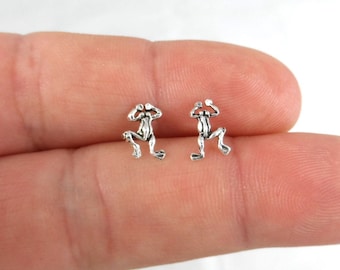 Frog Earrings in Sterling Silver, Frog Earrings, Frog Studs,  Cartilage Studs, Girls Earring, Dainty Earrings, Kids Earrings