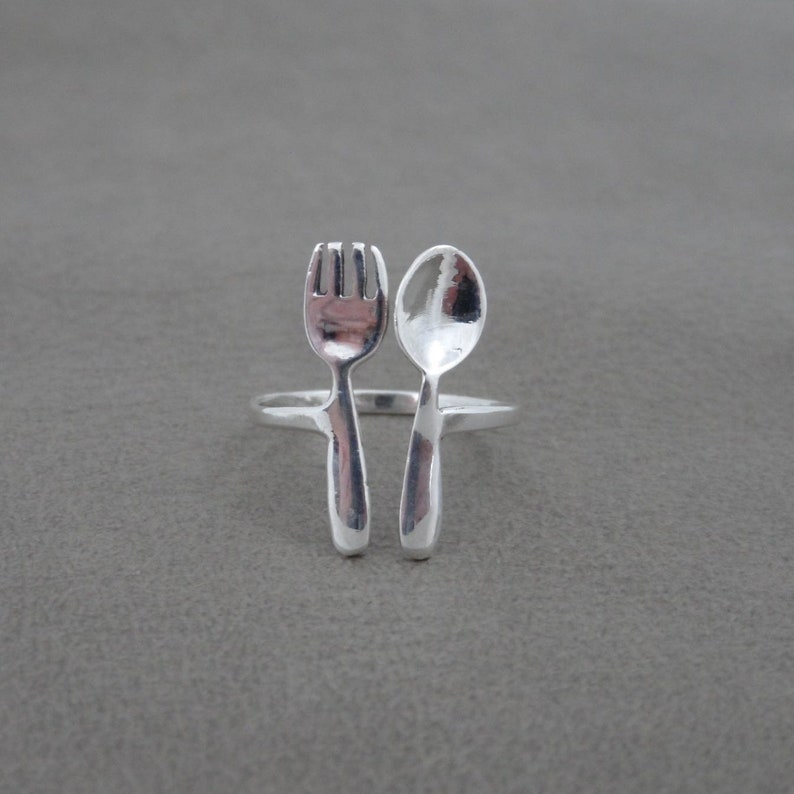 Fork & Spoon Ring in Sterling Silver Fork Silver Ring Etsy