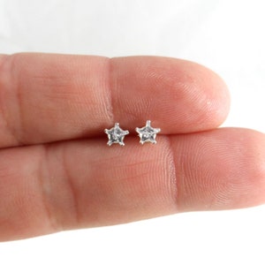 SALE! Star Stud Earrings in Sterling Silver, Silver Star Earrings, 4mm studs, Tiny Star Studs, Dainty Star Studs, Sterling Silver Earrings