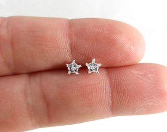 SALE! Star Stud Earrings in Sterling Silver, Silver Star Earrings, 4mm studs, Tiny Star Studs, Dainty Star Studs, Sterling Silver Earrings