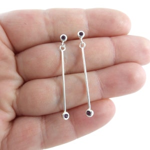 SALE! Amethyst Earrings in Sterling Silver, Amethyst Earrings, February Birthstone, Dangle Earrings, Minimalist Earrings,Gift for Her