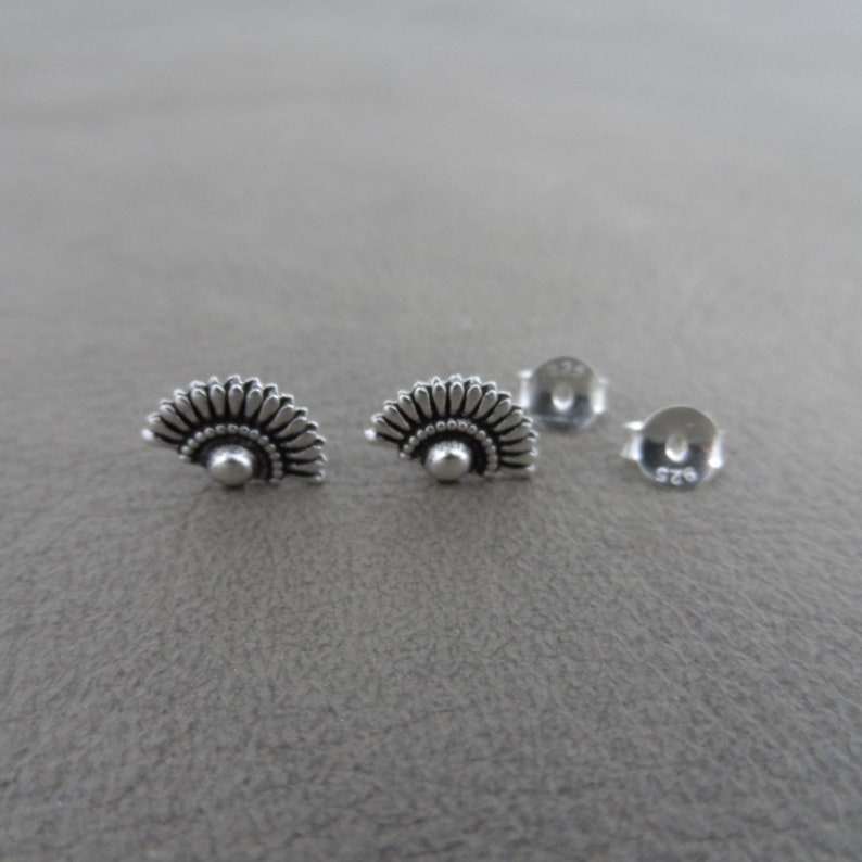 Minimalist Earrings Simple Silver Studs Dainty Stud Earrings in Sterling Silver Delicate Silver Earrings Girls Earrings Fan Earrings
