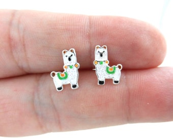 Katy Craig Ltd - Orecchini In Argento 925 A Forma Di Lama Con Unicorno E Alpaca | Confezione Regalo
