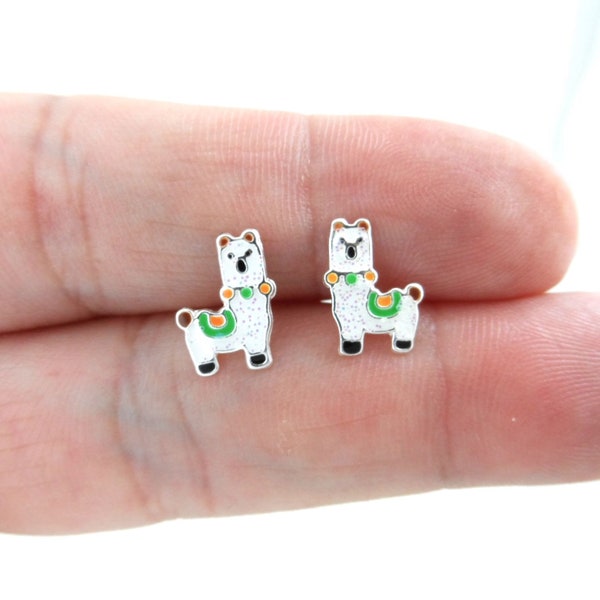 Llama Earrings in Sterling Silver, Llama Studs, Alpaca Earrings, Alpaca Studs, Animal Earrings, Tiny Silver Earrings, Girls Earrings