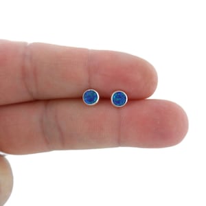 Opal Earrings in Sterling Silver, Opal Silver Earrings, 5mm Opal Stud, Dainty Opal Studs, October Birthstone, Dainty Earrings, Gift for Her