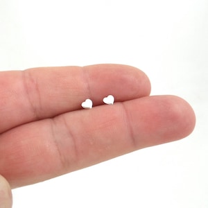 Tiny Heart Earrings in Sterling Silver, Heart Earrings, Dainty Studs, Heart Studs, Minimalist Earring, Dainty Earrings, Girls Earrings