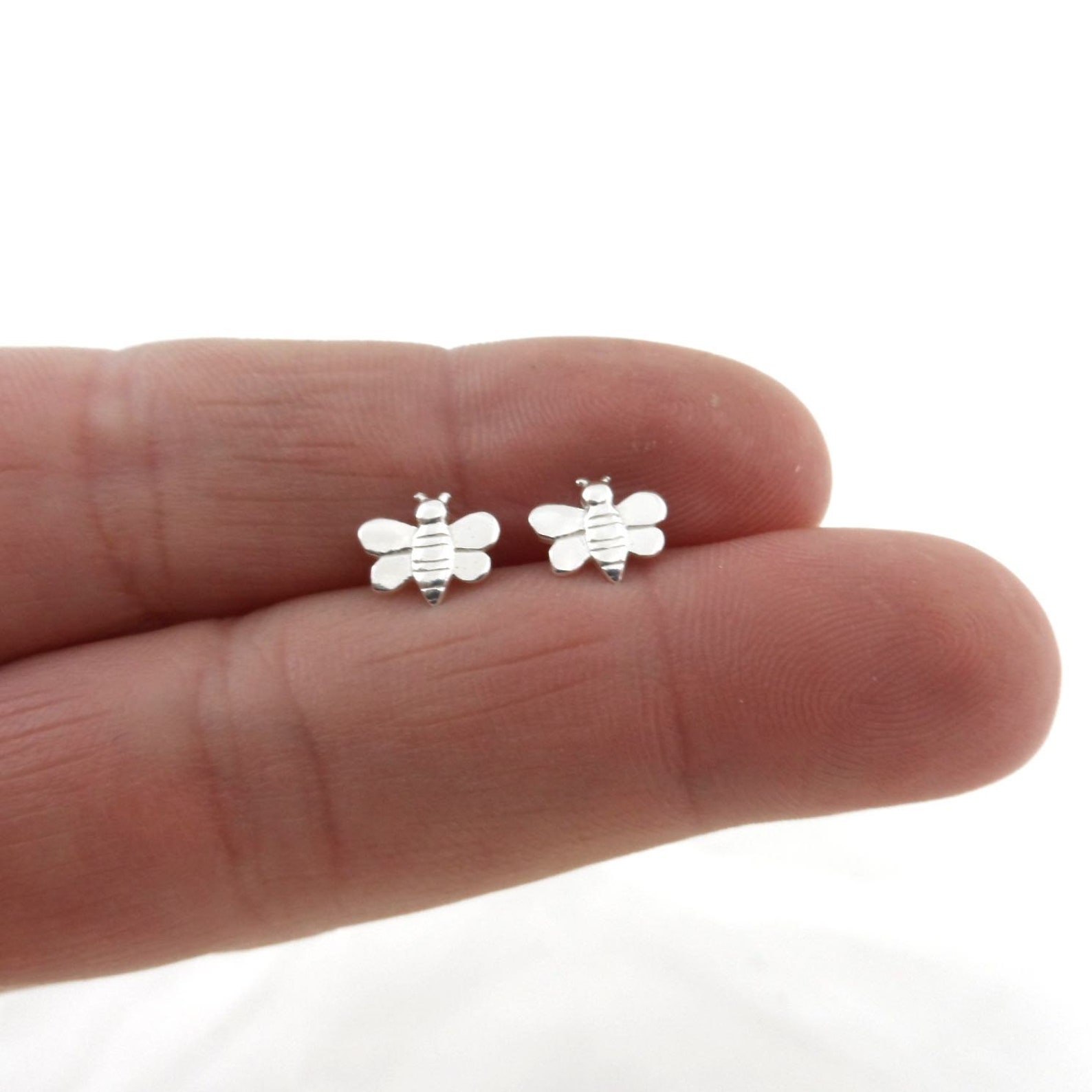 Sterling Silver Bee Stud Earrings 1