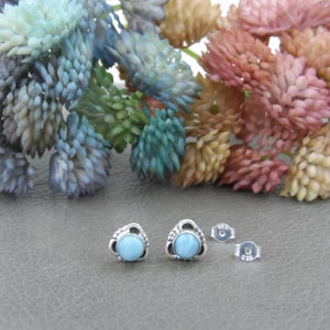 Larimar örhängen i sterlingsilver, Larimar örhängen, ädelstensörhängen, 5 mm örhängen, Larimar örhängen, Larimar smycken bild 5