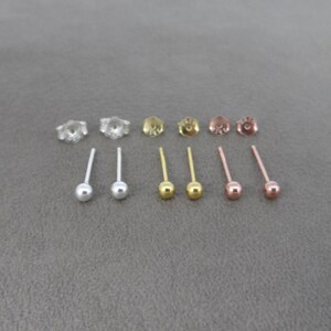 3mm Ball Stud Earrings, Tiny Ball Studs, 3mm Studs, Tiny Earrings, Sterling Silver Jewelry, Rose Gold Stud, Multiple Piercing