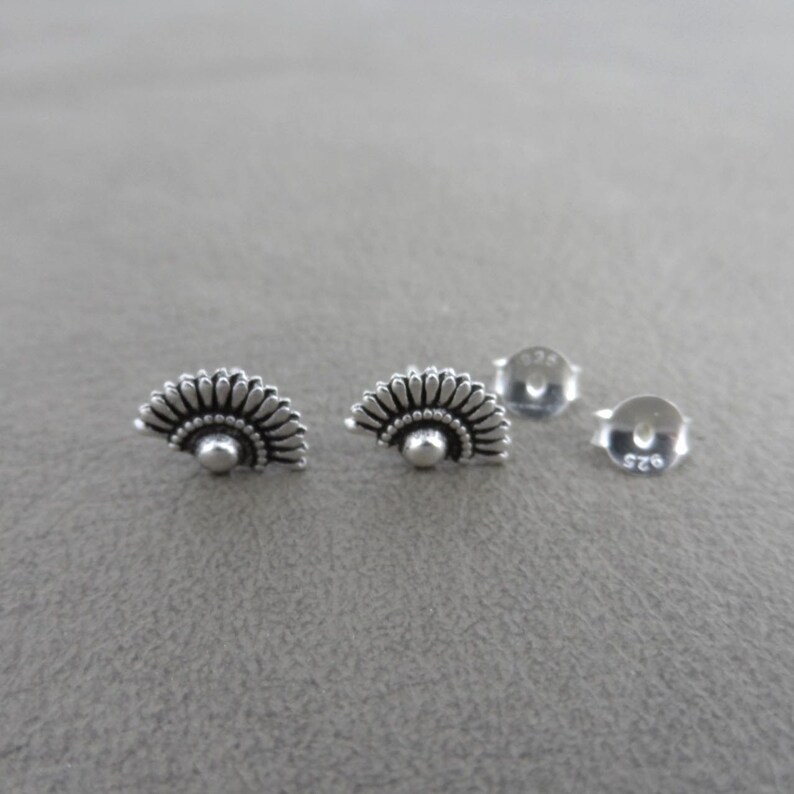 Minimalist Earrings Simple Silver Studs Dainty Stud Earrings in Sterling Silver Delicate Silver Earrings Girls Earrings Fan Earrings