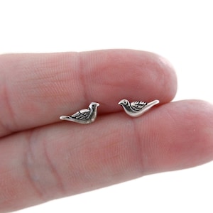 Bird Stud Earrings in Sterling Silver, Bird Earrings, Silver Bird Studs, Tiny Silver Studs, Bird Jewelry, Dainty Earrings