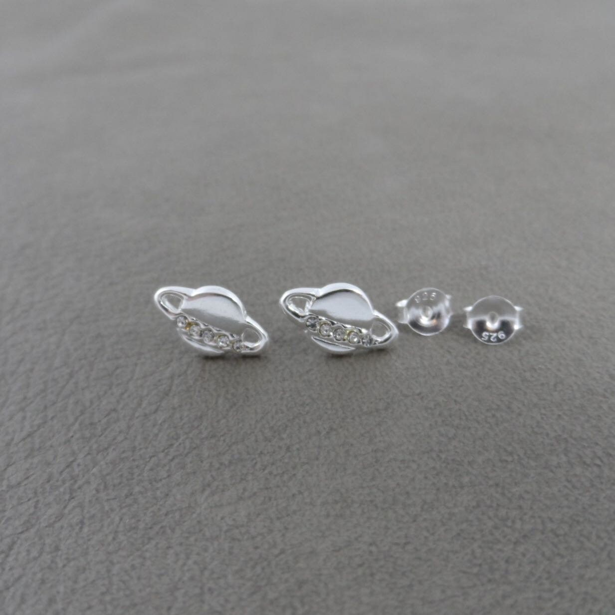 Planet Earrings in Sterling Silver, Saturn Earrings, Saturn