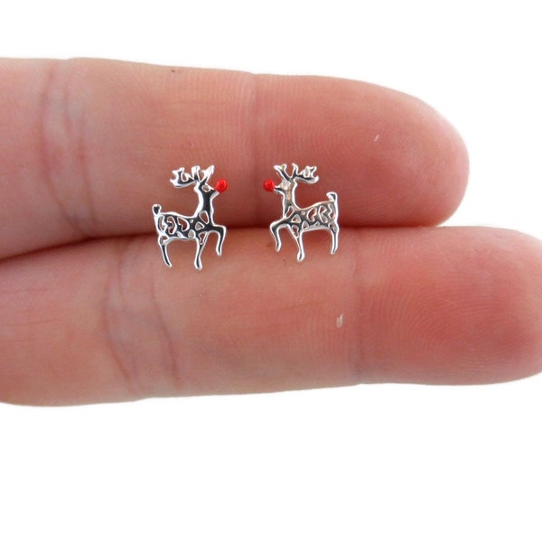 Boucles D'oreilles Snowflake Reindeer En Argenté - Cadeau De Noël Magicbax, Clous à Visser