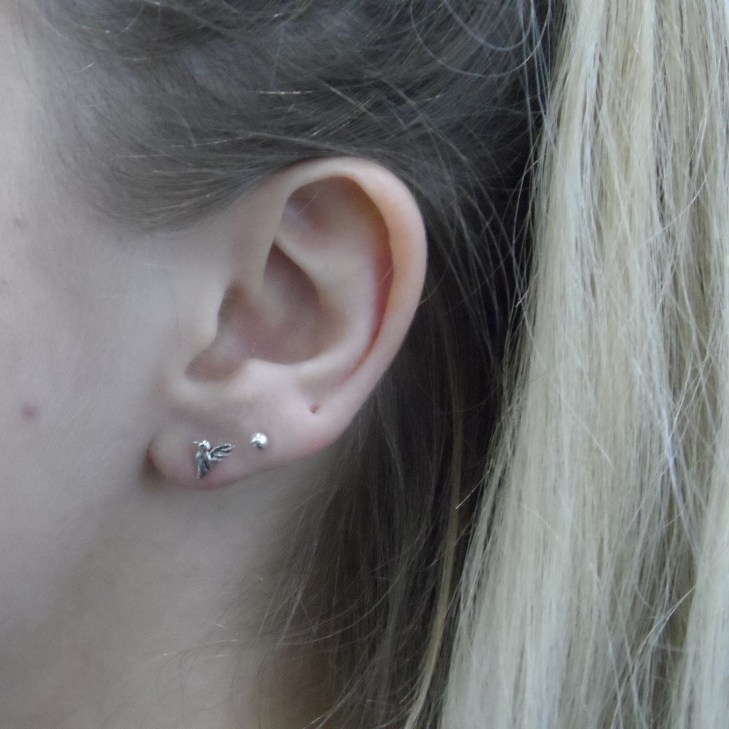 Tiny Hummingbird Sterling Silver Studs, Hummingbird Earrings, Kids Earrings, Tiny Studs, Bird Studs, Minimalist Earring, Dainty Earrings