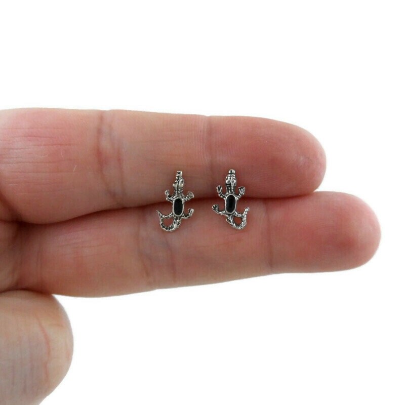 Silver/Purple Alligator Earrings